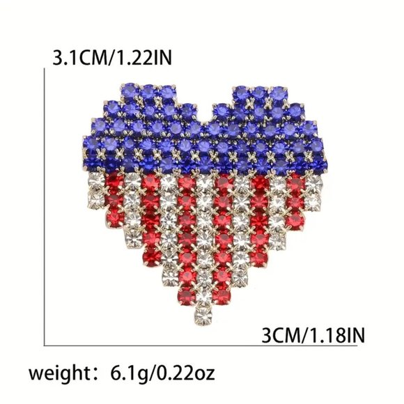 American Flag Love Brooch Pin - Picture 3 of 4